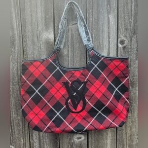 Victoria’s Secret Red and Black Diamond Plaid Tote Purse Bag